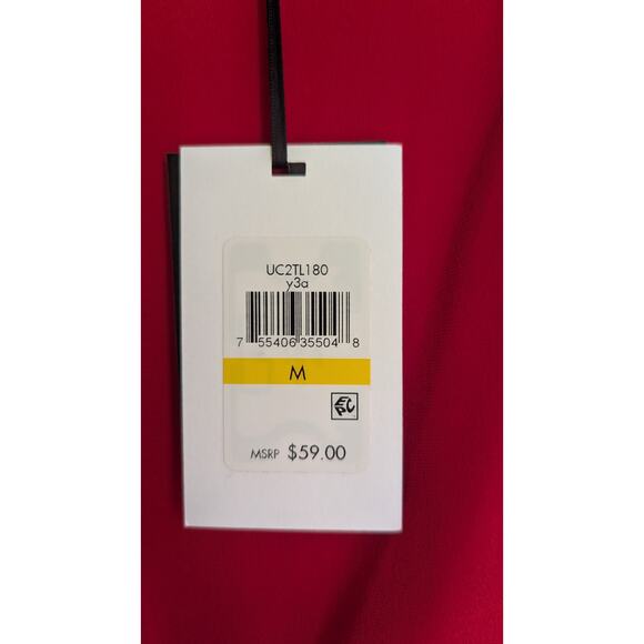 New DKNY Red sleeveless knot front pleated career blouse size Medium - Picture 5 of 6